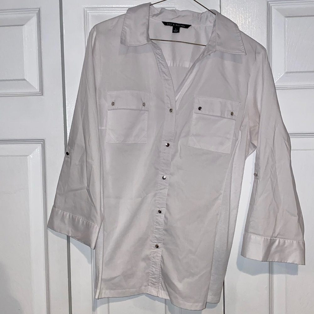 Zac & Rachel white blouse size large